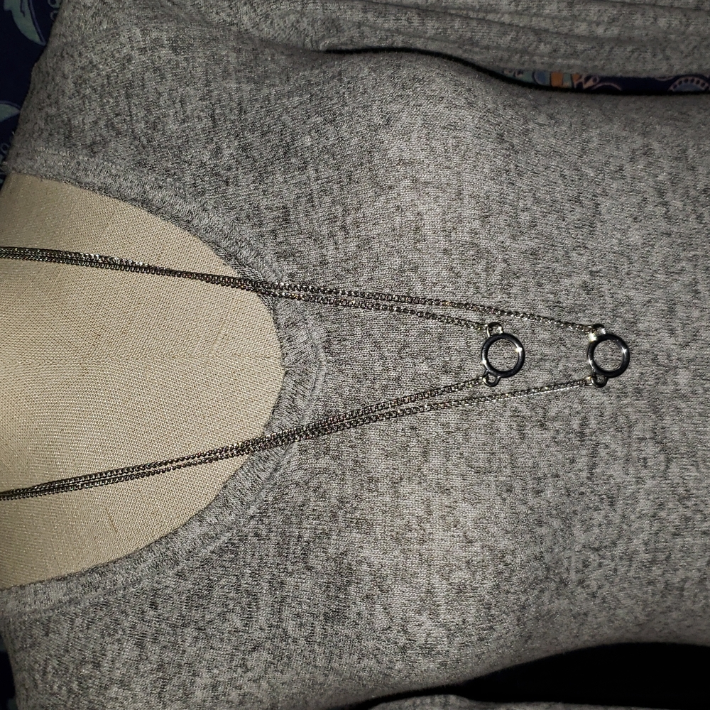 Silver tone double chain necklace 28"